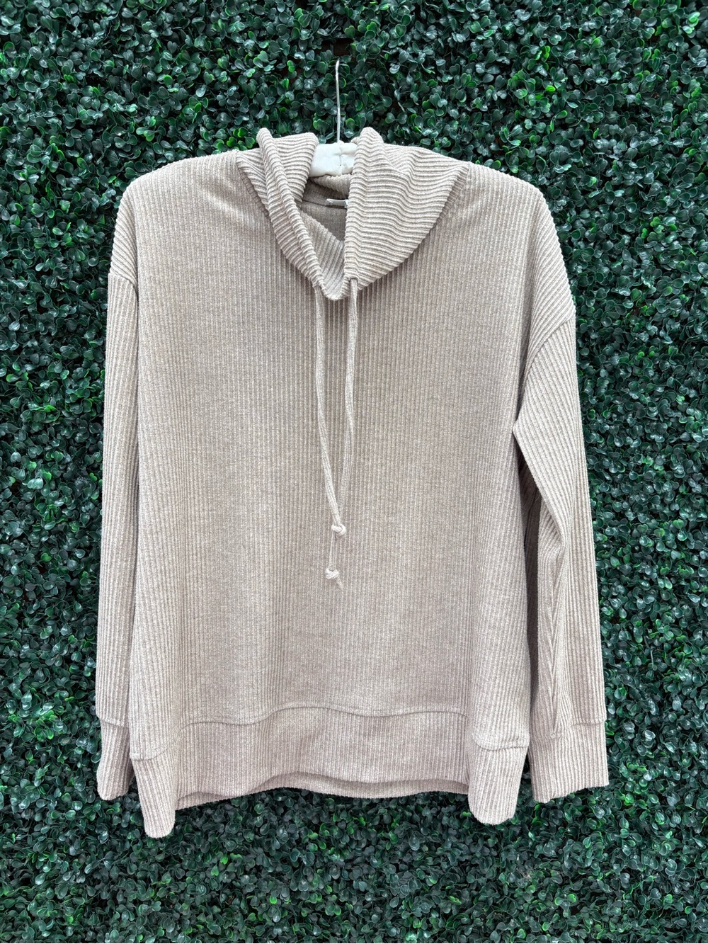 Haven Well Within ribbed knit cowl neck drawstring pullover. Size S